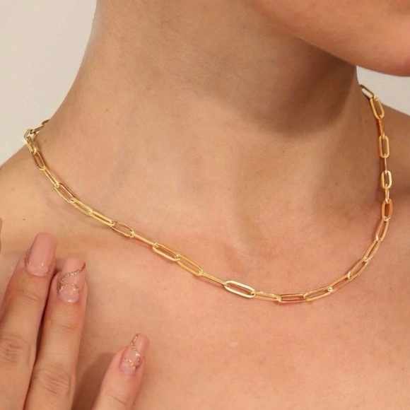 BOGO! The Layney Dainty Chain Paperclip style Necklace Gold color NEW - Picture 1 of 6